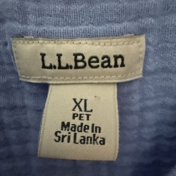LL Bean Blue Cloud Gauze 100% Cotton Top PXL - Picture 3 of 8